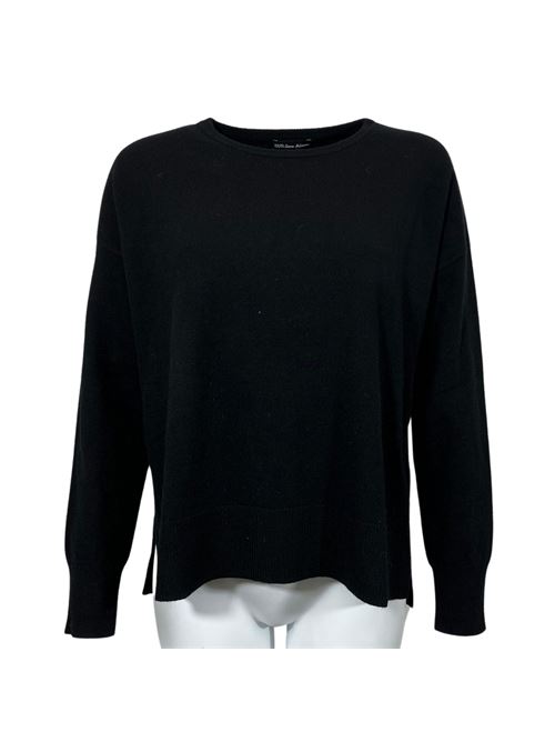 WOMEN'S CREW NECK SWEATER ASYMMETRICAL CUT BLACK ESSENTIEL STUDIO | LMD036NERO